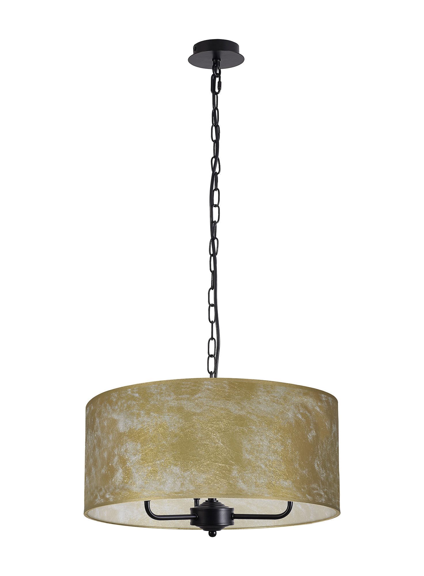 Banyan 50cm 3 Light Pendant Matt Black, Gold Leaf DK1041  Deco Banyan